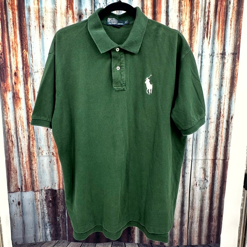 Polo Ralph Lauren‎ Men's XL Green Classic Fit Polo Shirt Large White Pony Logo